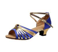 Zapatos de Baile Latino Mujer Salsa y Bachata Zapatos Baile Salon Tacon Medio Puntera Abierta Suela Blanda Tango Jazz Calzado Para Bailar Moderna Profesional de Salon Práctica y Rendimiento Fiesta