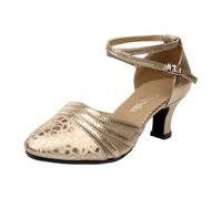 Zapatos de Baile Latino Mujer Tacón Medio Suela Duro para Exterior Estilo Moderno Cómodo Zapatos de Baile, oro rosa, 41 EU