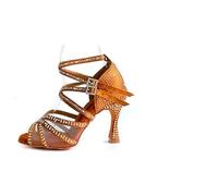 Zapatos De Baile Latino Mujer Zapatos de Baile Latino con Diamantes de imitación for Mujer, Calzado de Baile Latino con Plantilla Suave, Suela de Ante, Salsa Bachata, Zapatos Latinos(10cm,36.5)