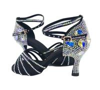 Zapatos De Baile Latino Mujer Zapatos de baile latino Full Rhinestone Fondo suave Adulto SALSA Diamond Salsa Salón(7.5cm black,36(23cm))