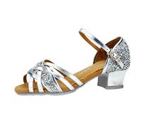 Zapatos de baile latino para niñas, talla 10, sandalias de tacón bajo con lentejuelas de cristal, sandalias lisas, antideslizantes, sandalias de ajuste cómodo, sandalias de moda con puntera abierta