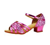 Zapatos de baile latino para niñas, talla 10, sandalias de tacón bajo con lentejuelas de cristal, sandalias lisas, antideslizantes, sandalias de ajuste cómodo, sandalias de moda con puntera abierta
