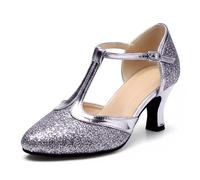 Zapatos de baile latinoamericanos, zapatos de baile estándar, zapatos de baile de carnaval con cinta adhesiva para mujer, elegantes zapatos de tacón medio, perfectos para el día a día y primavera