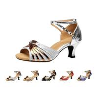 Zapatos de baile latinos con punta abierta, sandalias de cuña, tango para mujer, suela suave, sandalias de cuña, para fiesta, verano, boda, elegantes, tacones altos, punta abierta, zapatos brillantes