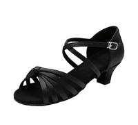Zapatos de baile latinos para niñas Salsa Salsa Bailarinas Tango Bailarinas Tacón Bajo Altura de Tacón Profesional Salsa Fiesta Salsa Ejercicio de Baile Zapatos Rendimiento Botas de baile, Negro , 31