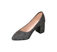 Zapatos de baile para mujer, con lentejuelas, tacón de bloque, punta puntiaguda, gran tamaño, confort chic y elegante, zapatos de tacón para baile, boda, fiesta, ceremonia, salida y diario, 01 negro2