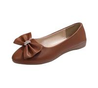 Zapatos de baile para mujer en punta elegantes y cómodos, zapatos planos suaves, mocasines de verano, antideslizantes, zapatos de novia, sandalias cerradas con lazo y pedrería, Estilo Y04 Marrón, 40