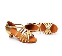 Zapatos de Baile para Mujer Profesionales Zapato de Chacha Baile Jazz Bailes Juego Tacon Bajo de Práctica (Gold, 42)