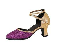 Zapatos de baile para mujer, zapatos anchos y elegantes con tacón, zapatos de pasador con purpurina, zapatos de boda, zapatos de baile para mujer, zapatos de baile cerrados, zapatos de tacón alto