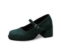 Zapatos de baile para mujer, zapatos de baile anchos, elegantes, zapatos de novia, pequeños con tacón, zapatos informales modernos, cómodos, de un solo color, tacones altos, Verde oscuro., 41 EU