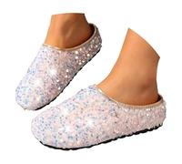 Zapatos de baile para mujer, zapatos de lentejuelas para mujer, zapatillas brillantes para la comodidad, mocasines básicos abiertos de un solo color con purpurina para cualquier atuendo, morado, 40