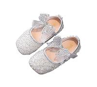 Zapatos de baile para niñas con perlas de diamantes de imitación adornos brillantes elegantes zapatos infantiles para pequeñas princesas, plata, 31 EU