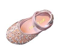Zapatos de baile para niños de primavera y verano, para niñas, vestido de princesa, punta redonda, lentejuelas perlas, botas para todo tipo de clima, Pink, 31 EU