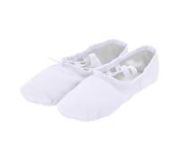 Zapatos de baile para niños, zapatos de ejercicio con suela suave para mujer, zapatos de ballet étnicos para cuerpo adulto, zapatos de yoga para niña blanca rota punta (White, 34 Big Kids)