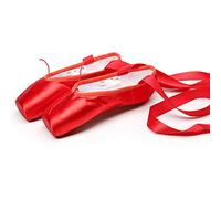Zapatos de baile profesional, zapatillas de punta de ballet, zapatos planos del ballet, ballet Pointe zapatillas, con la cinta cosida y almohadillas para los dedos de silicona para mujeres,Rojo,38
