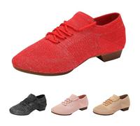 Zapatos de ballet de tela para mujer, zapatos de salsa, tango, zapatos de entrenamiento huecos, tacones elásticos para damas, zapatos de baile de claqué para niños y niñas adultas, Red, 40 EU