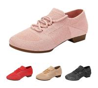 Zapatos de ballet de tela para mujer, zapatos de salsa, tango, zapatos de entrenamiento huecos, tacones elásticos para damas, zapatos de baile de claqué para niños y niñas adultas, Pink, 38.5 EU