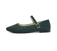 Zapatos de Ballet para Mujer sin Cordones con Puntera Cuadrada Transpirables y Ligeros para un Estilo Casual Diario (Green, 35)