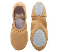 Zapatos de Ballet Zapatos de Baile Antideslizantes de Yoga Tela sin Cordones Zapatillas de Gimnasia Pisos Planos Dividida Suministros de Baile de Ballet Camello Niños Talla 40