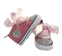 Zapatos de Bebé Brillantes Niña Recién Nacido Rosa Fuerte Baby Shoes Crystales Aurora Boreal Personalizadas 3-6 Meses Brillabenny