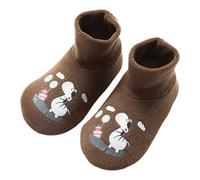 Zapatos de bebé para aprender a andar para niñas y jóvenes, zapatos para niños pequeños, zapatos antideslizantes, suelo suave, calcetines de punto, zapatos para niños, café, Medium