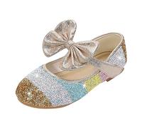 Zapatos de bebé para niña, lentejuelas con lazo de diamantes de imitación, sandalias de baile para bebés, zapatos de perlas individuales, botas térmicas, botas de caza, dorado, 28 EU X-Estrecho