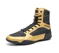 Zapatos De Boxeo, Botas De Lucha Muay Thai De Caña Alta A La Moda, Zapatillas De Deporte Profesionales De Artes Marciales para Hombres Y Mujeres (Black&Glod,Numeric_46)