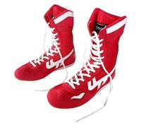 Zapatos de boxeo de caña alta, zapatos de lucha libre, botas largas, zapatos de boxeo, zapatillas de entrenamiento de competición, para hombre, talla 9, Red, 41.5 EU XX-estrecho