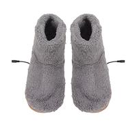 Zapatos de Calentamiento Eléctrico, Botines de Calefacción de Felpa Relajantes Carga por USB Cómodos y Suaves para el Invierno (Gris)