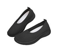 Zapatos de caminar anchos para mujer, de malla transpirable, cómodos, ligeros, de punto, ortopédicos, manos libres, mocasines sin cordones, Black, 39 EU