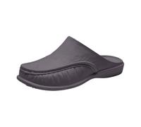 Zapatos de casa de cuero con puntera cerrada para hombre, mocasines cómodos de ajuste ancho para hombre con suela suave, pantuflas casuales sin espalda, estilo ligero acolchado para interiores y