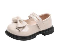 Zapatos de Charol con Punta Redonda para niñas Modernos Zapatos de Baile Princesa Sneakers Escolares Elegantes y (Beige, 26 Toddler)