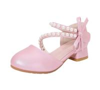 Zapatos de charol para niña y sandalias Mary Jane con correa de hebilla, zapatos planos de fiesta con superficie brillante | Elegante look infantil para escuela y ocasión, Style_o01 Rosa, 36