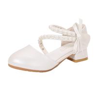 Zapatos de charol para niña y sandalias Mary Jane con correa de hebilla, zapatos planos de fiesta con superficie brillante | Elegante look infantil para escuela y ocasión, Style_o02 Blanco, 31