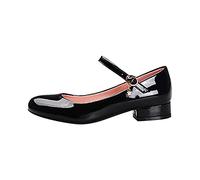 Zapatos de charol para niñas, zapatos de tacón bajo Mary Jane Flower Girl para boda, fiesta, vestido de tacón para graduación, cumpleaños, Black, 36 2/3 EU