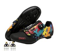 Zapatos de Ciclismo para Hombre Mujer, Bicicleta de Carretera MTB Zapatillas de Ciclismo Unisex Adulto compatibles con Pedal SPD-SL e instalación Compatible SPD/Look KEO Cleats 46