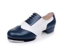 Zapatos de Claqué de Cuero Zapatos de Tap para Mujer Hombre Zapatos clásicos de moda con cordones zapatos de baile transpirables ,Zapatos de baile ligeros y cómodos,para actuaciones en equipo