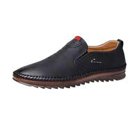 Zapatos de conductor para hombre, zapatos de cuero suave, informales, planos, antideslizantes, impermeables, botas para hombre, Negro , 40 EU