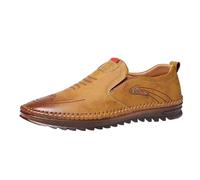 Zapatos de conductor para hombre, zapatos de cuero suave, informales, planos, antideslizantes, impermeables, botas para hombre, caqui, 43 EU