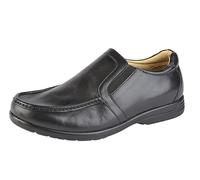 Zapatos de cuero extra anchos para hombre 4E a 6E con plantillas extraíbles dobles, Black, 44 EU