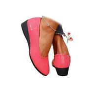 Zapatos de cuero ligeros para mujer, cómodos, con soporte de arco, de cuña, sin cordones, de tacón bajo, para el trabajo, bailarina, mocasines, rosa roja, 38 EU
