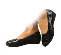 Zapatos de cuero ligeros para mujer, zapatos de corte marrón para mujer, elegantes mocasines ortopédicos con hebilla poco profunda y tacón de cuña, Black, 39.5 EU