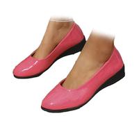 Zapatos de cuero ligeros para mujer, zapatos de corte marrón para mujer, elegantes mocasines ortopédicos con hebilla poco profunda y tacón de cuña, Pink, 39.5 EU