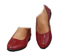 Zapatos de cuero ligeros para mujer, zapatos de corte marrón para mujer, elegantes mocasines ortopédicos con hebilla poco profunda y tacón de cuña, Burgundy, 36 EU