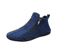 Zapatos de cuero para hombre con cremallera, zapatillas deportivas para hombre, suela plana, antideslizantes, zapatillas de fitness, zapatos de caminar de un solo color, resistentes al desgaste