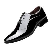 Zapatos de cuero para hombre del Reino Unido, zapatos de vestir formales con cordones, zapatos de negocios puntiagudos, modernos y versátiles, zapatos de charol para negocios, zapatos Oxfords para
