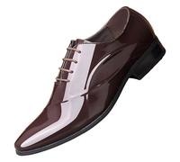 Zapatos de cuero para hombre del Reino Unido, zapatos de vestir formales con cordones, zapatos de negocios puntiagudos, modernos y versátiles, zapatos de charol para negocios, zapatos Oxfords para