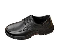 Zapatos de cuero para hombre, zapatos de cuero formales de negocios, zapatos casuales de moda, suela de goma antideslizante, calzado unisex, ligero, resistente al desgaste, calzado de trabajo, Black
