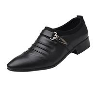 Zapatos de cuero para hombre, zapatos de traje, punta baja, elegantes, Oxford Derby, lisos, ligeros, antideslizantes, cómodos, para exteriores, negocios, formales, talla 37-47 EU, Negro , 47 EU