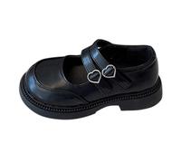 Zapatos de cuero para niña Primavera y gruesa Zapatos individuales para el comienzo de la escuela Estilo británico Zapatos escolares suaves Zapatos de cuero Sandalia Descalzo Niño, Negro , 30.5 EU